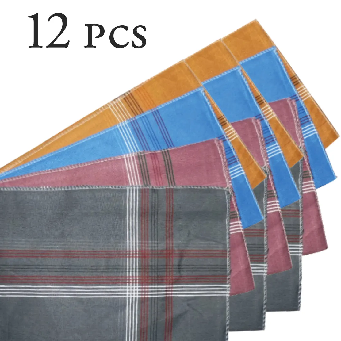 1532 Men's King Size Formal Handkerchiefs for Office Use - Pack of 12