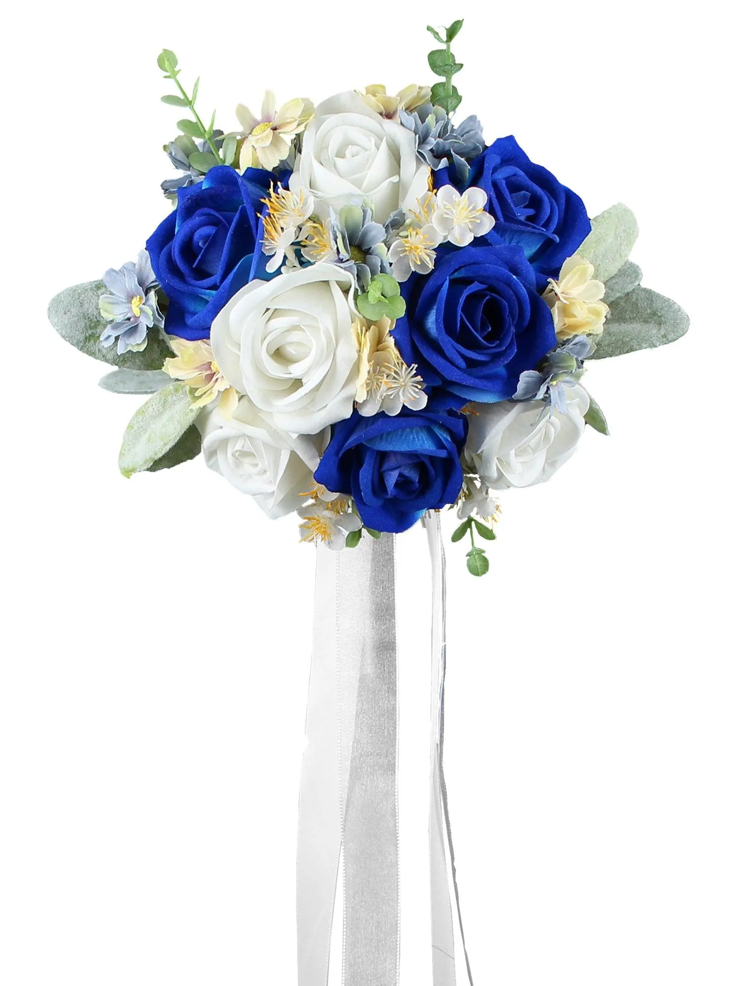 7 inch wide Sapphire Blue Bridesmaid Bouquet