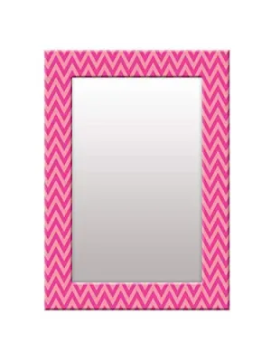 999STORE Design Home Decor Wall Drawing Room Mirror Pink Zig zag Glass Wall Mirror Large Size (20X30)