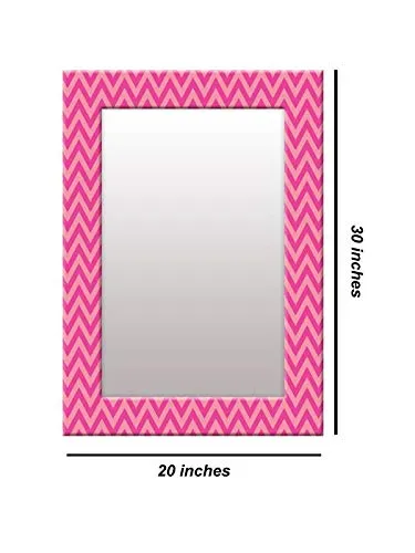 999STORE Design Home Decor Wall Drawing Room Mirror Pink Zig zag Glass Wall Mirror Large Size (20X30)