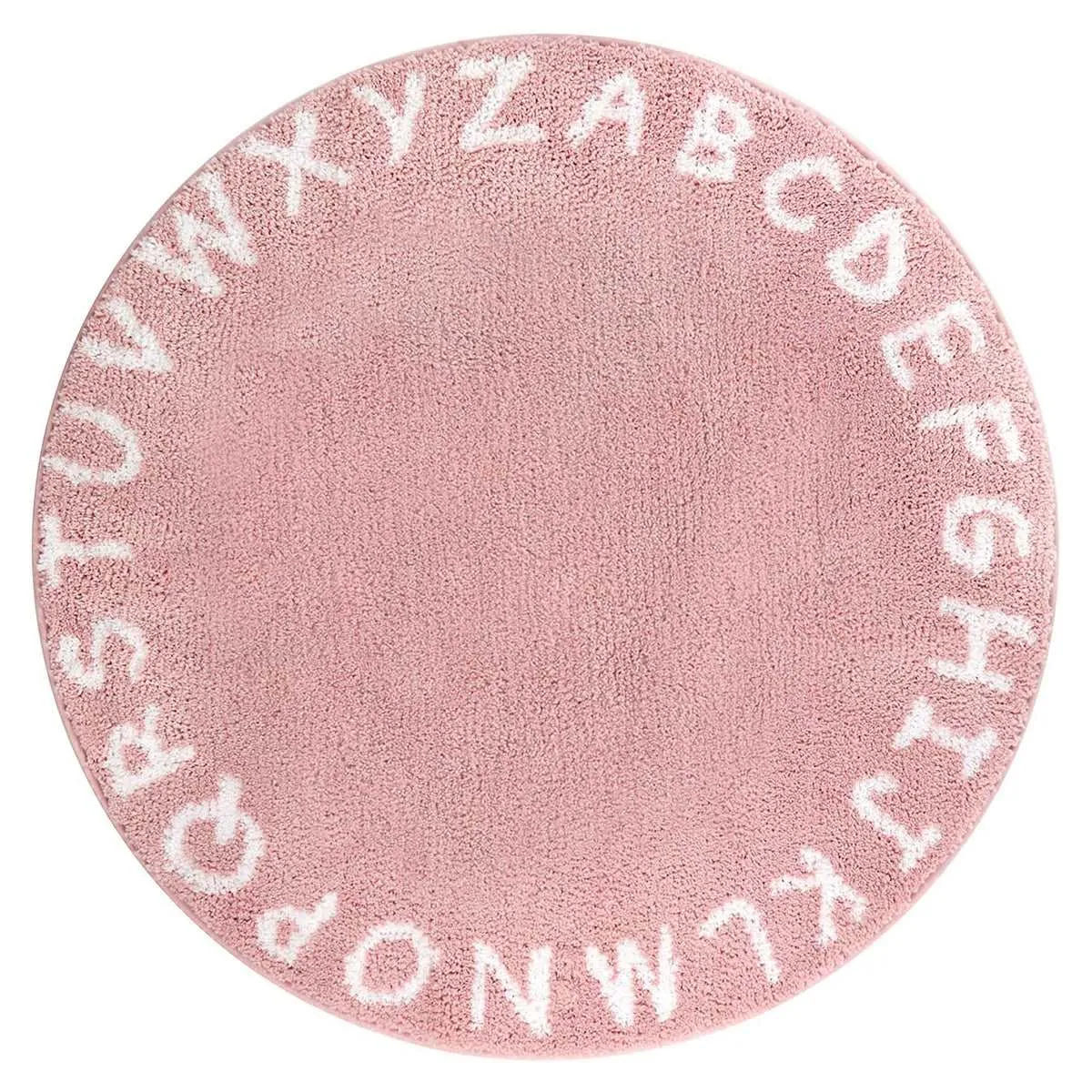 Abella ABC Alphabet Kids Pink Round Rug