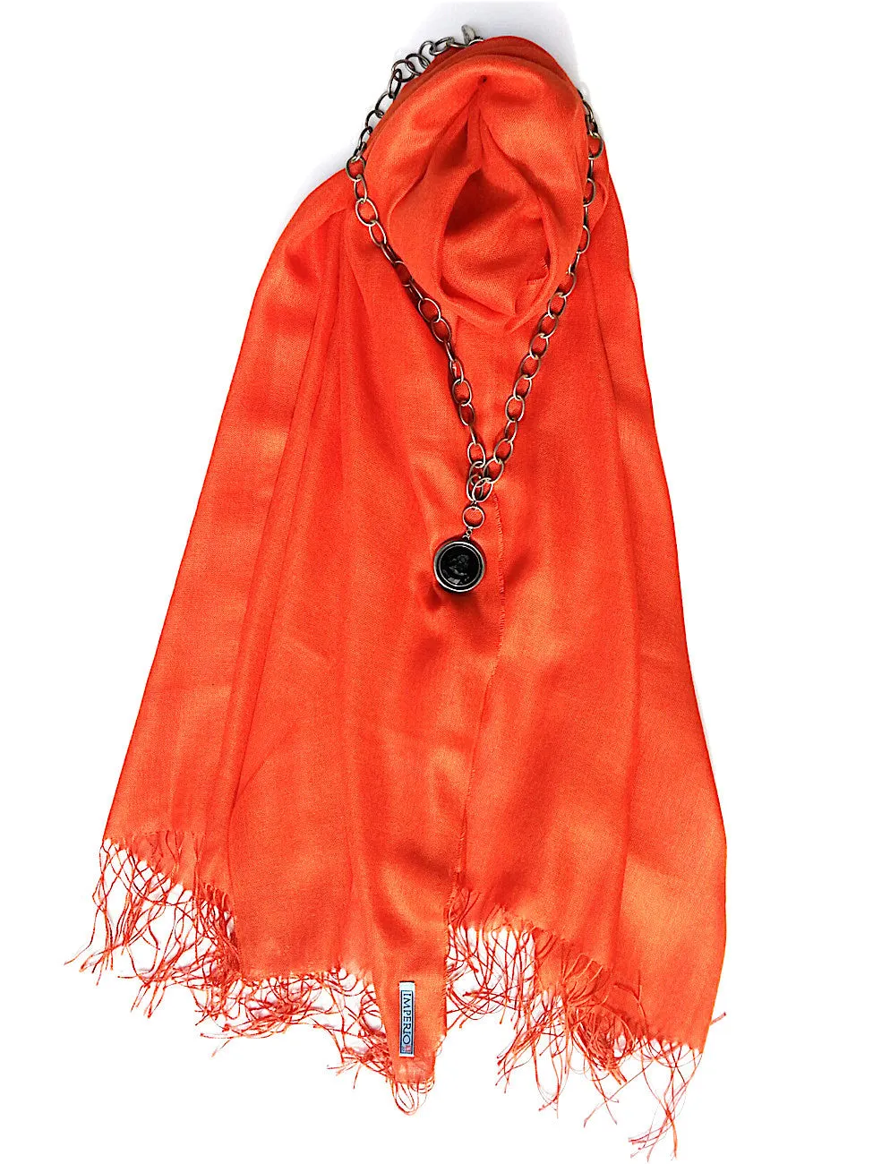 Alpaca and Silk Gauzy Shawl Hot Orange