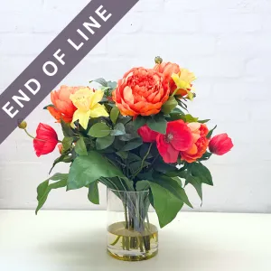 Artificial Floral Arrangement (Ex Rental) -Orange and Red