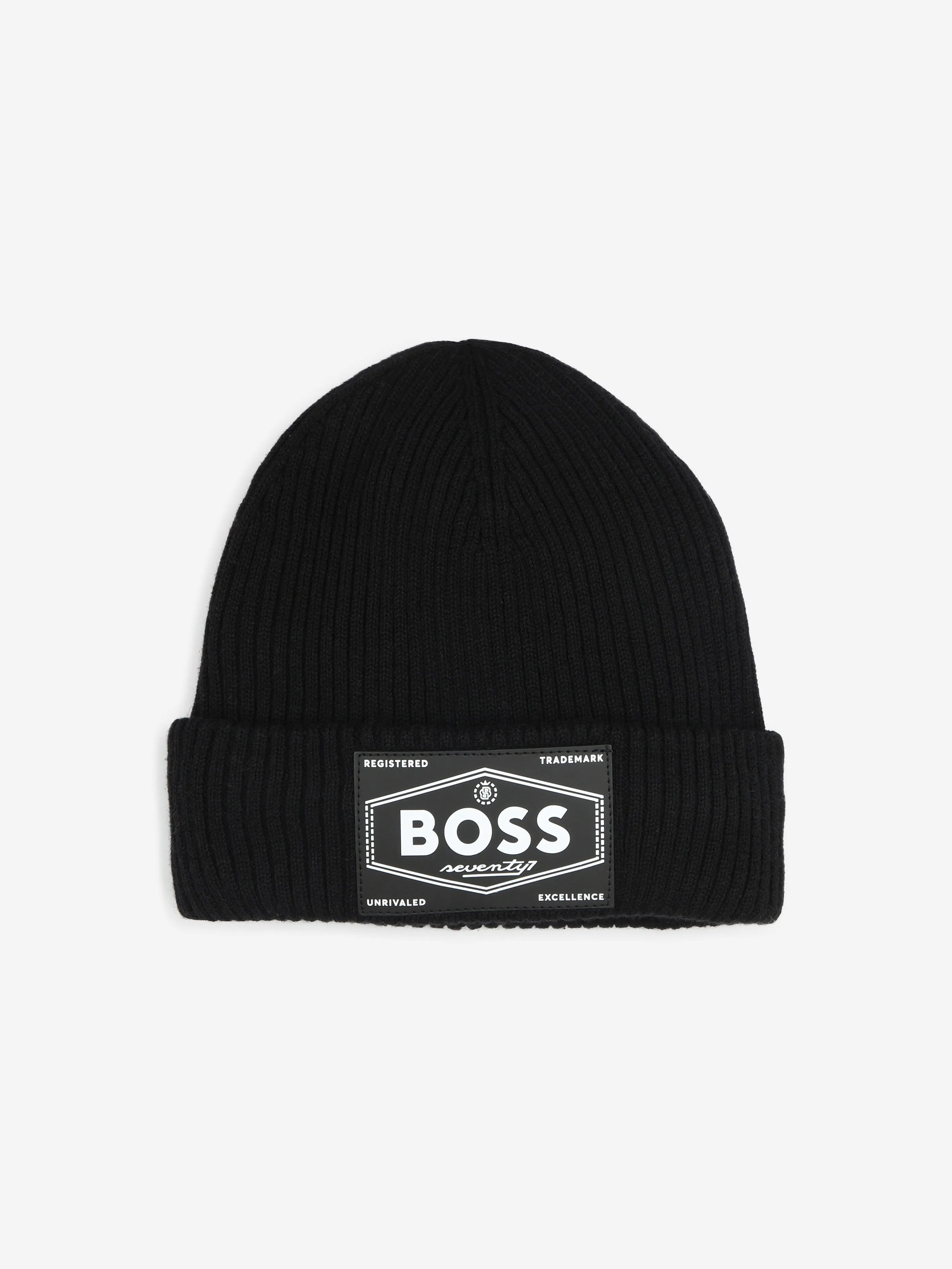 BOSS Boys Logo Beanie Hat in Black