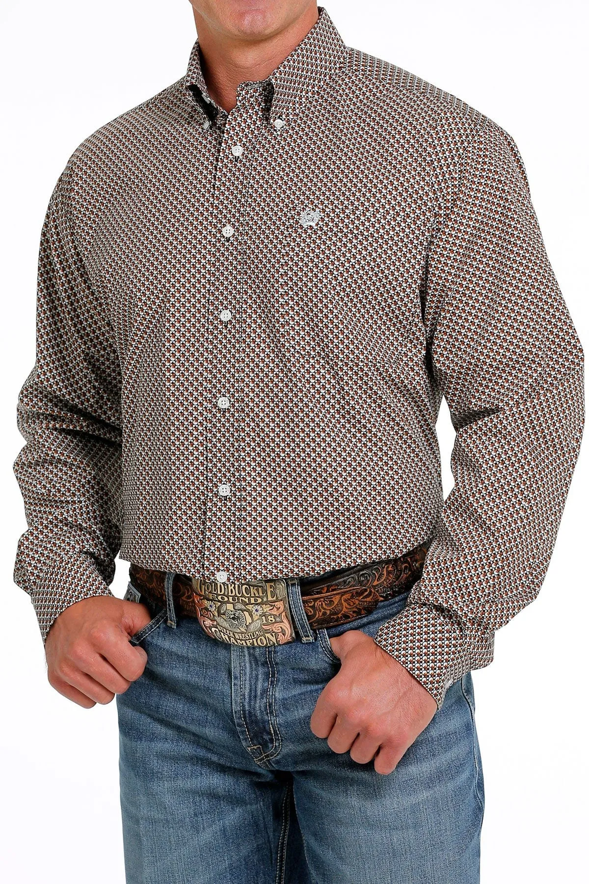 Cinch Men's Geometric Brown Shirt