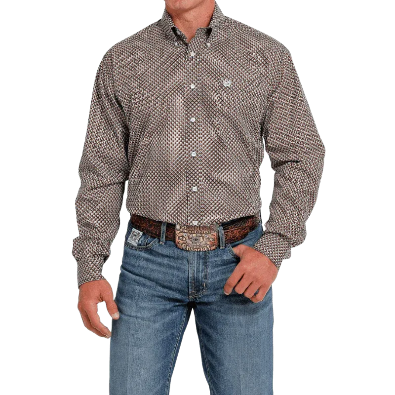 Cinch Men's Geometric Brown Shirt