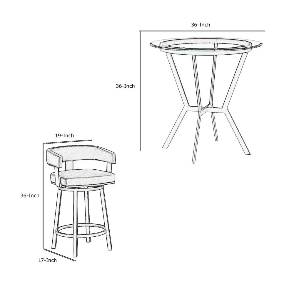 Clara 5 Piece Counter Height Round Bar Dining Set, Gray Faux Leather, Black By Casagear Home