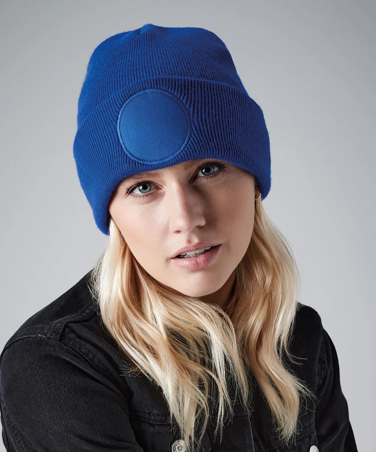 Classic Red - Circular patch beanie