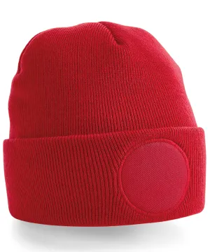 Classic Red - Circular patch beanie