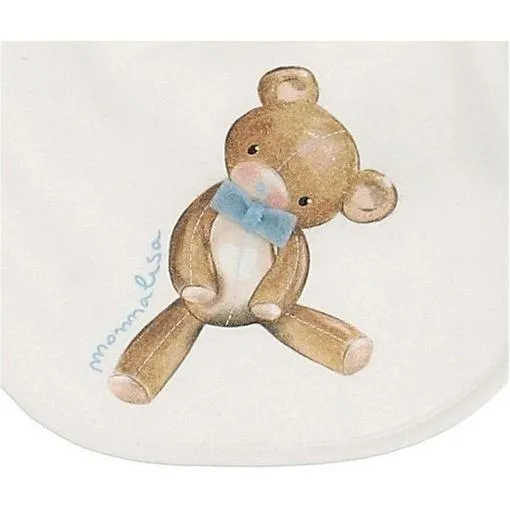 Cream & Blue Teddy Bib