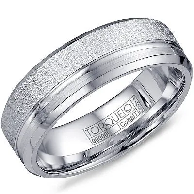 CrownRing 7MM Cobalt Diamond Brush Top Wedding Band