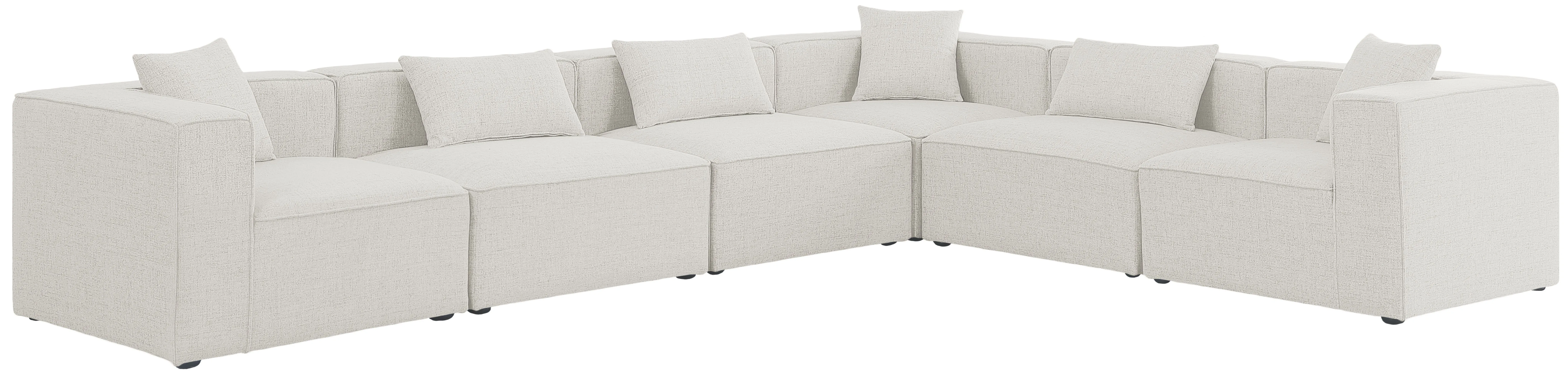 Cube - Modular Sectional 6 Piece - Cream - Fabric - Modern & Contemporary