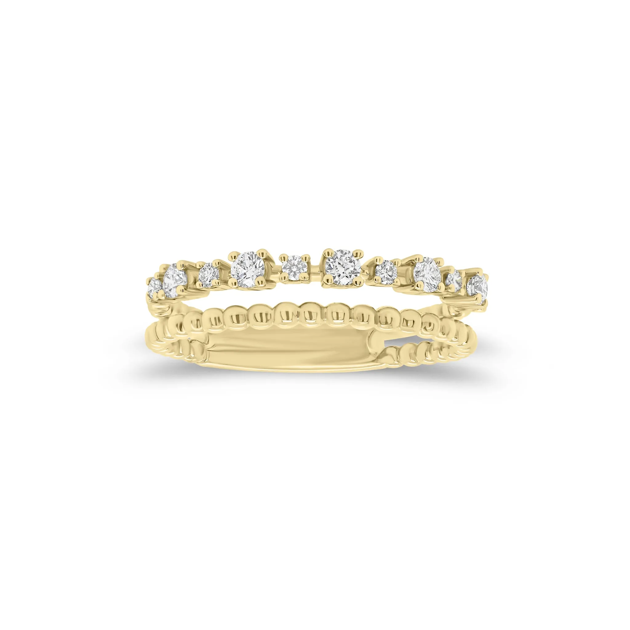 Diamond & Beaded Gold Stacking Ring