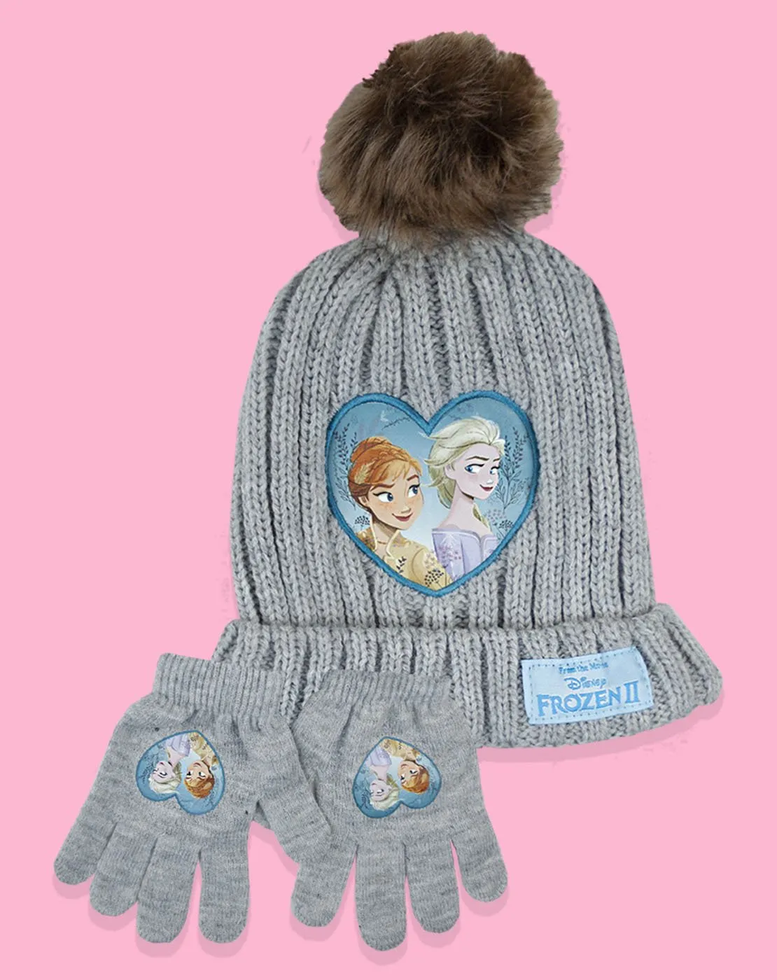 Disney Frozen 2 Girl's Faux Fur Bobble Hat & Glove Set