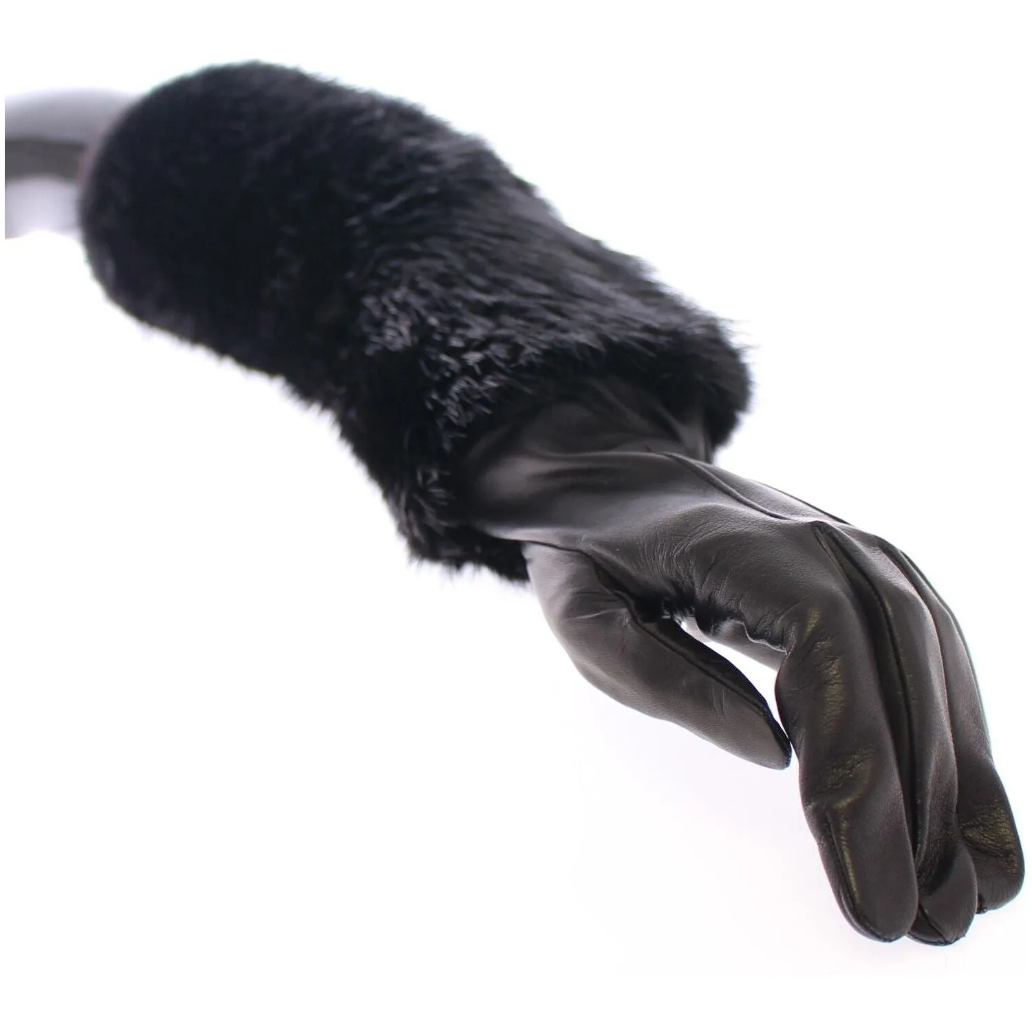 Dolce & Gabbana Elegant Elbow-Length Beaver Fur Gloves