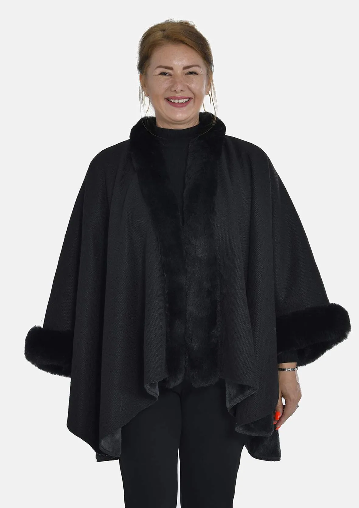 Double Knit Faux Fur Kimono