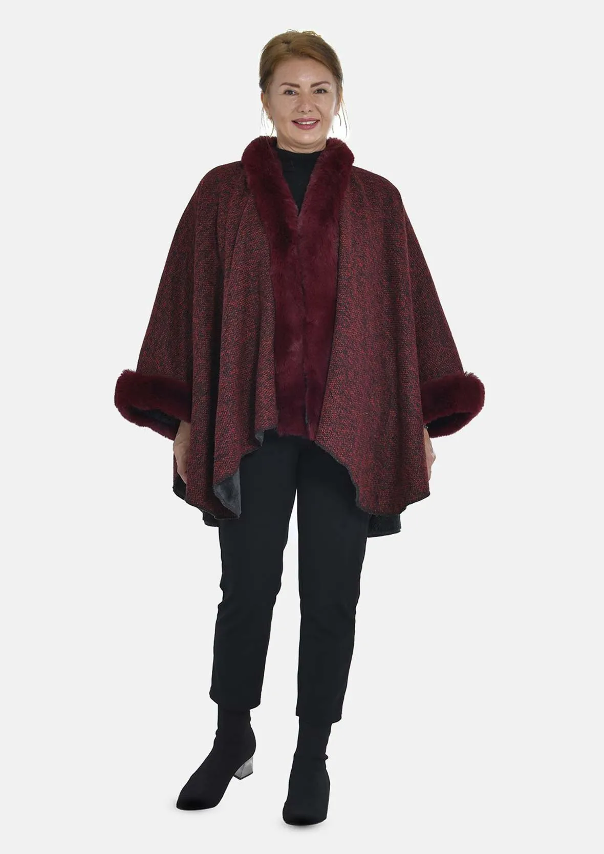 Double Knit Faux Fur Kimono