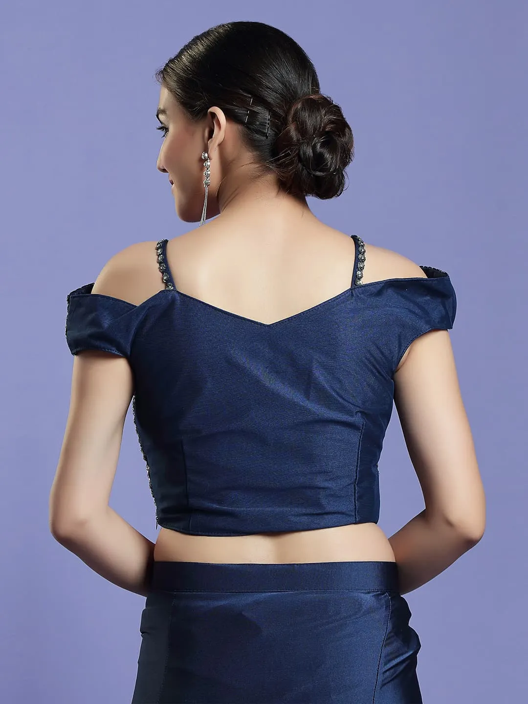 Elegant Navy Blue Saree with Designer Blouse