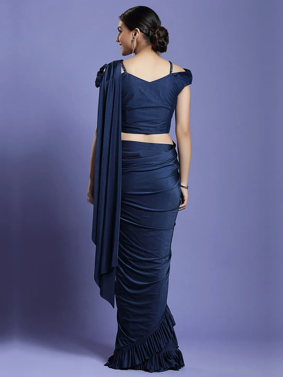 Elegant Navy Blue Saree with Designer Blouse