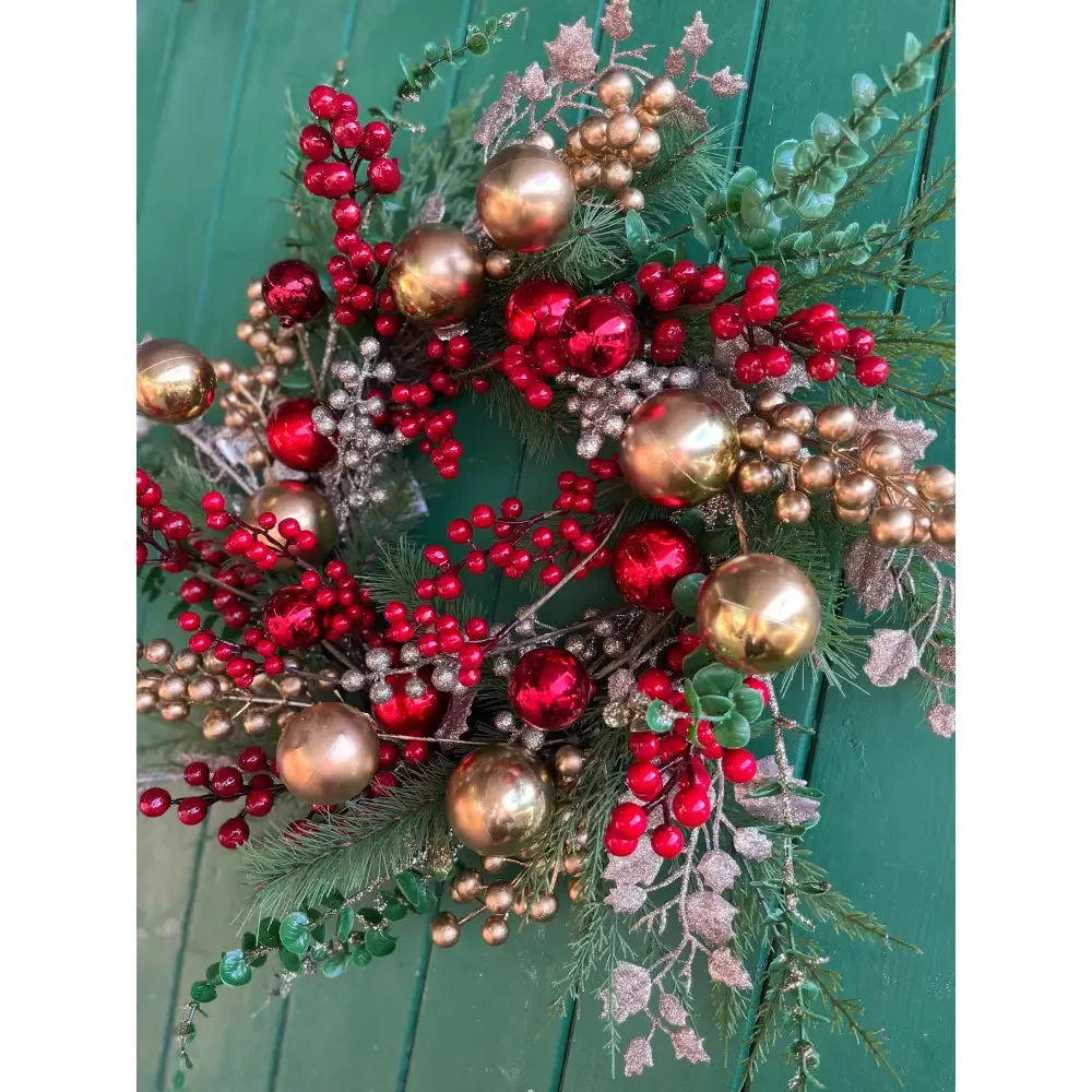 Enchante Festive Sparkle Red & Gold Large Wreath 55cm