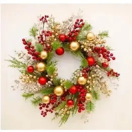 Enchante Festive Sparkle Red & Gold Large Wreath 55cm