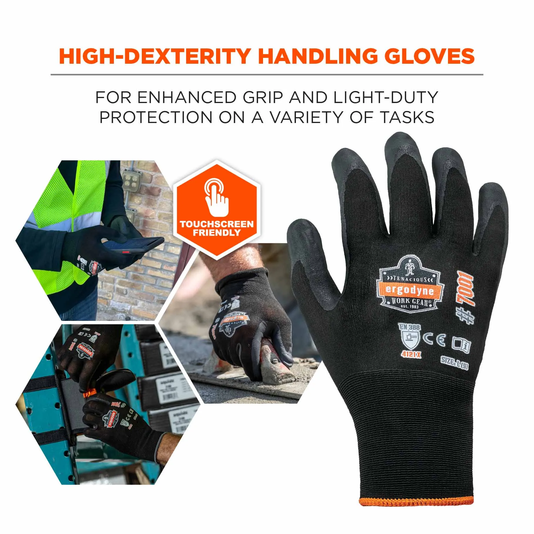 Ergodyne 17956 7001 2XL Black Nitrile-Coated Gloves - DSX