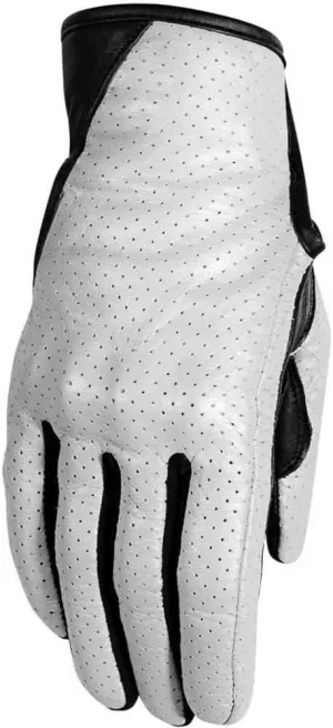 Eve Rusty Stitches Women's Motorcycle Gloves, Black and White