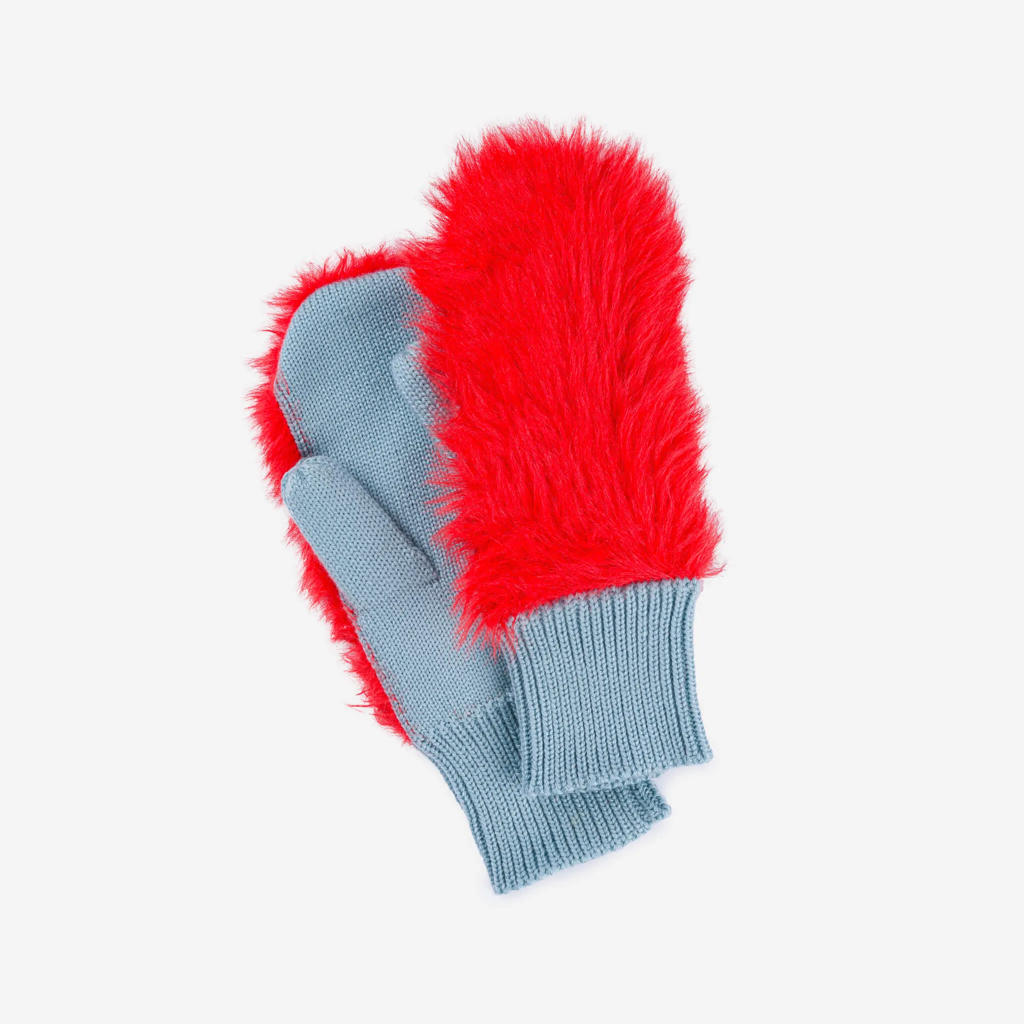 Faux Fur Mittens in Poppy Stone Blue