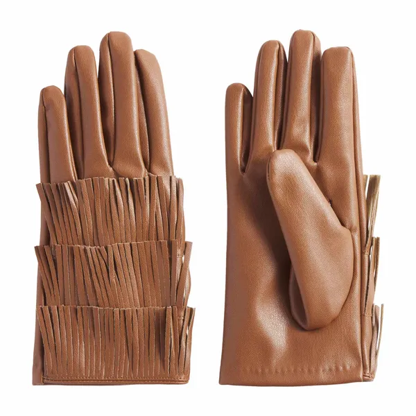 FAUX LEATHER FRINGE GLOVES BY MUD PIE