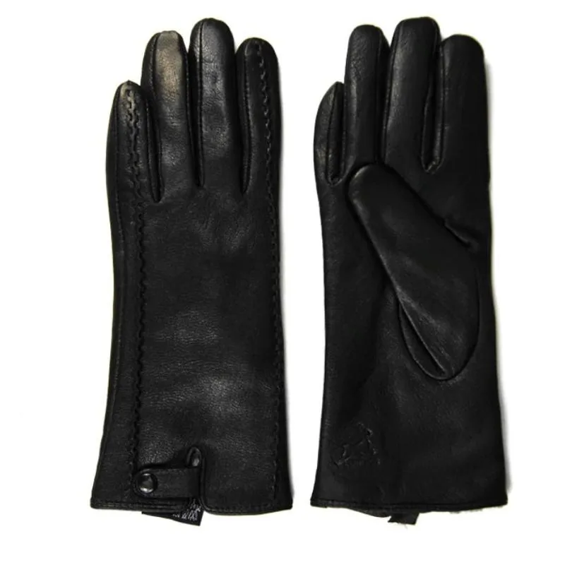 Genuine Black Leather Winter Gloves