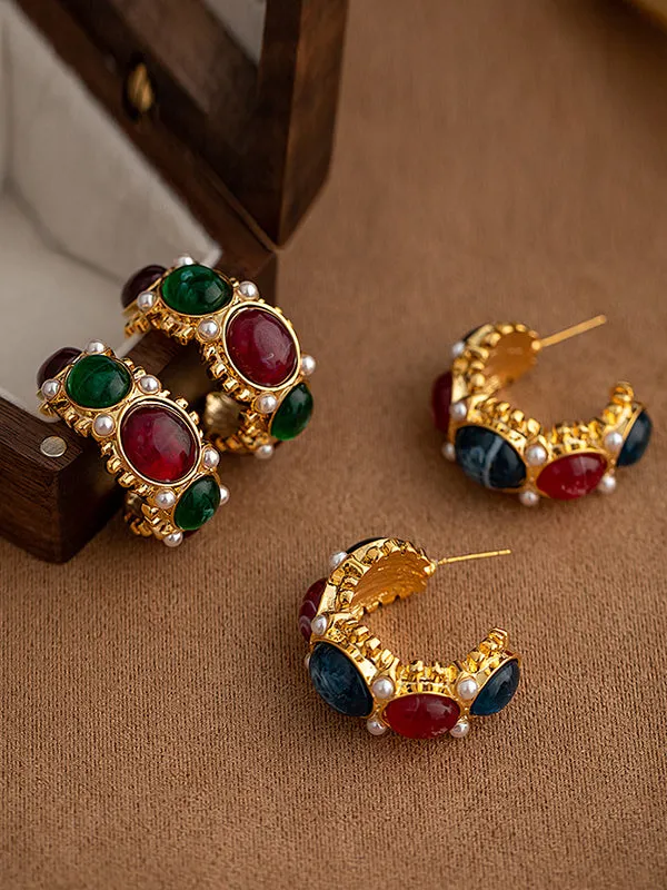 Geometric Alloy Earrings Accessories