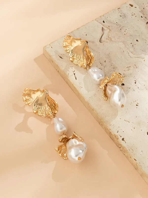 Geometric Imitation Pearls Drop Earrings