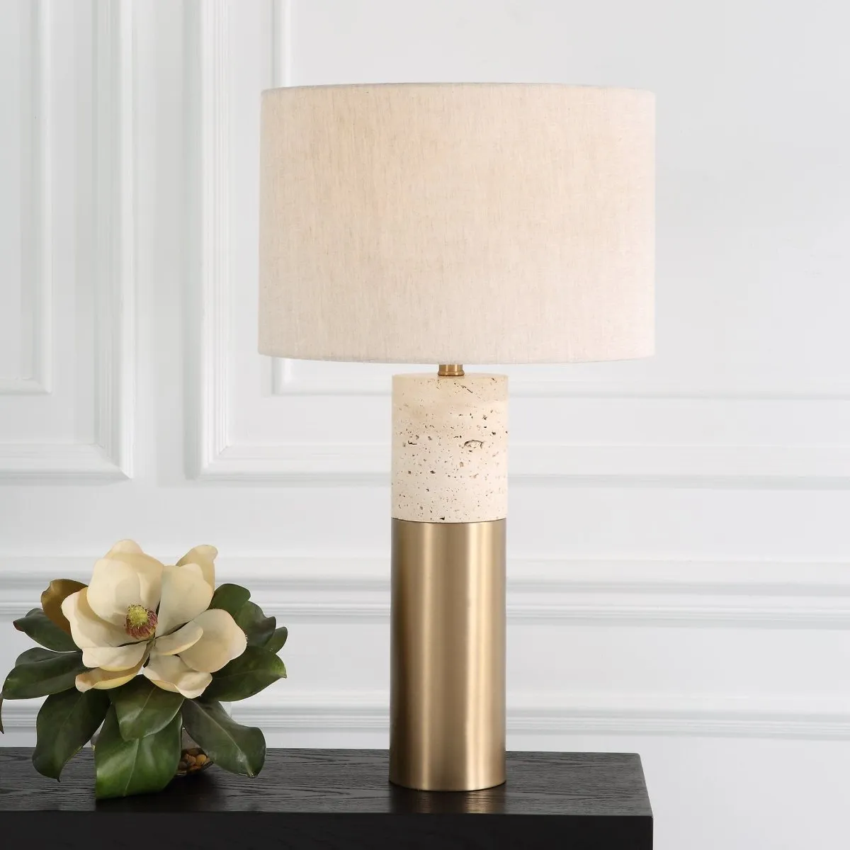 Gravitas Elegant Brass & Stone Lamp