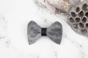 Gray Faux Leather Mini Bow Tie Clip Hair Bow Clip