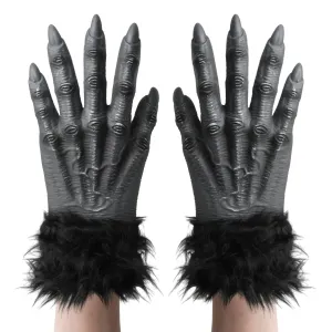 Grey Hairy Werewolf Gloves Costume Accessories for Kids and Adults