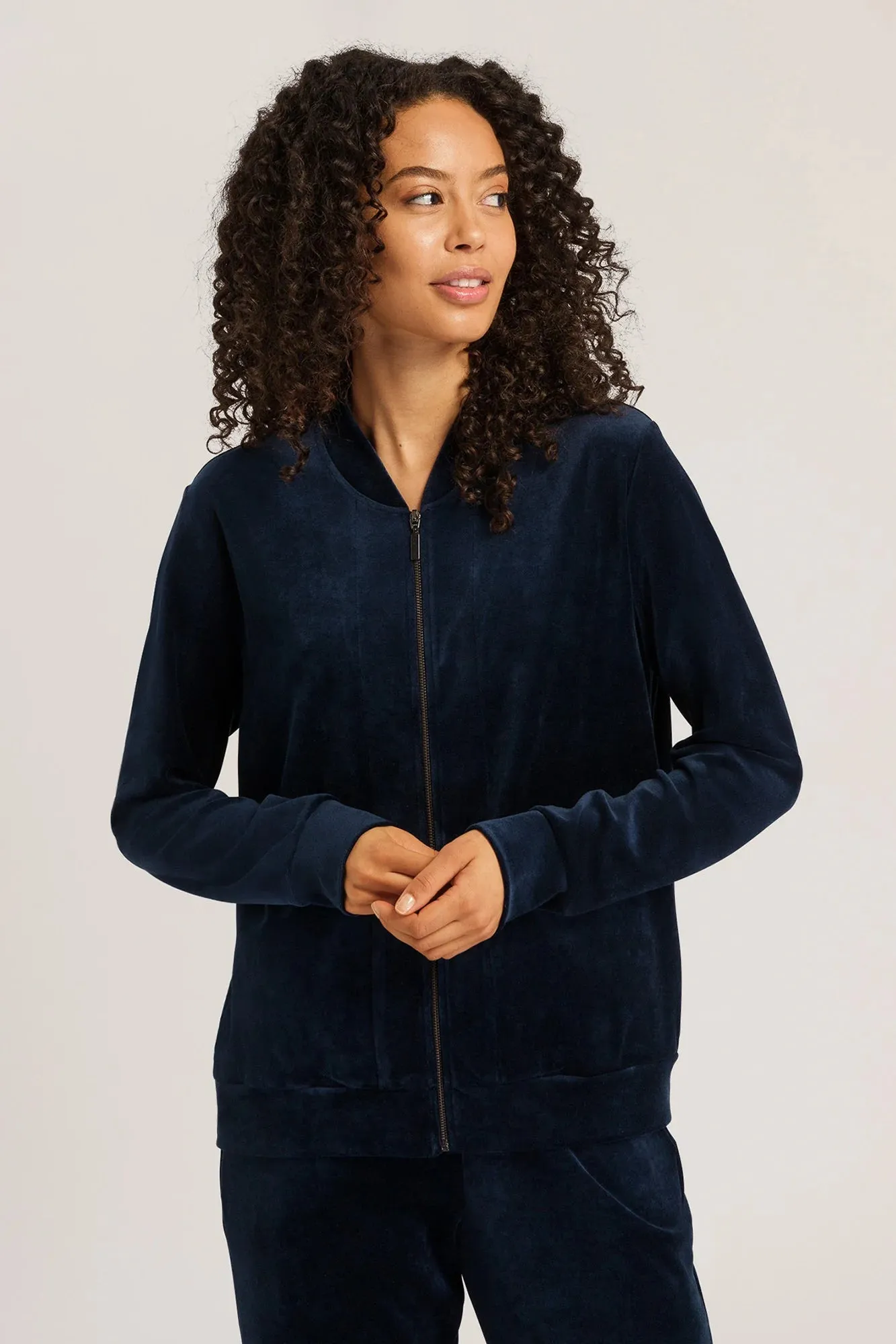 Hanro - Velvet Zip Up Jacket | Deep Navy