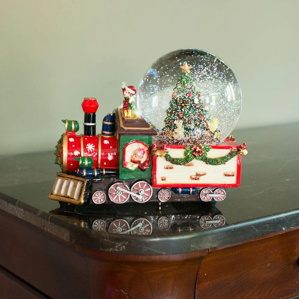 Holiday Express: Musical Water Snow Globe With Children Riding A Train, And Christmas Tree