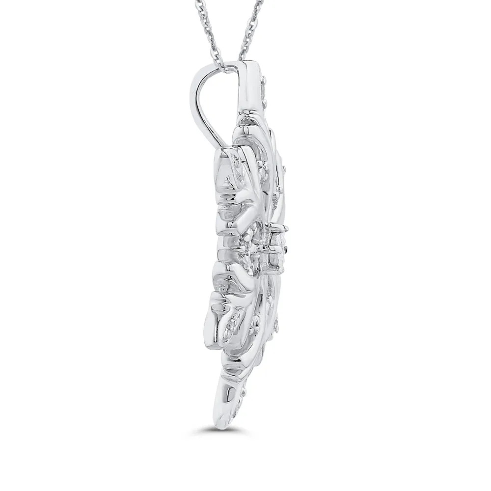 KATARINA Diamond Snowflake Pendant Necklace in Sterling Silver (1/20 cttw, J-K, SI2-I1)