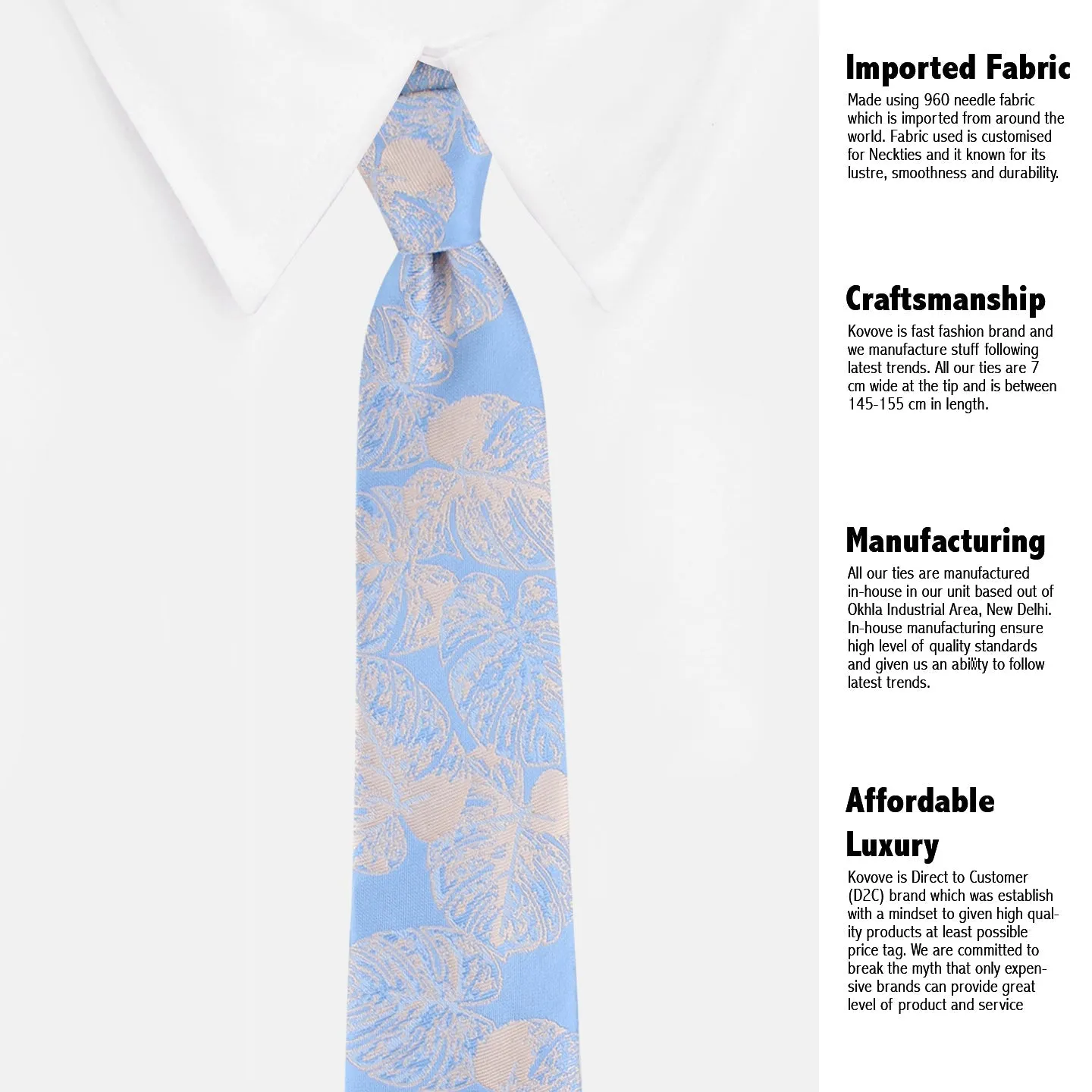 Kovove Blue Polka Dot Neck Tie For Men