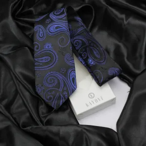 Kovove Elegant Black Paisley Neck Tie For Men