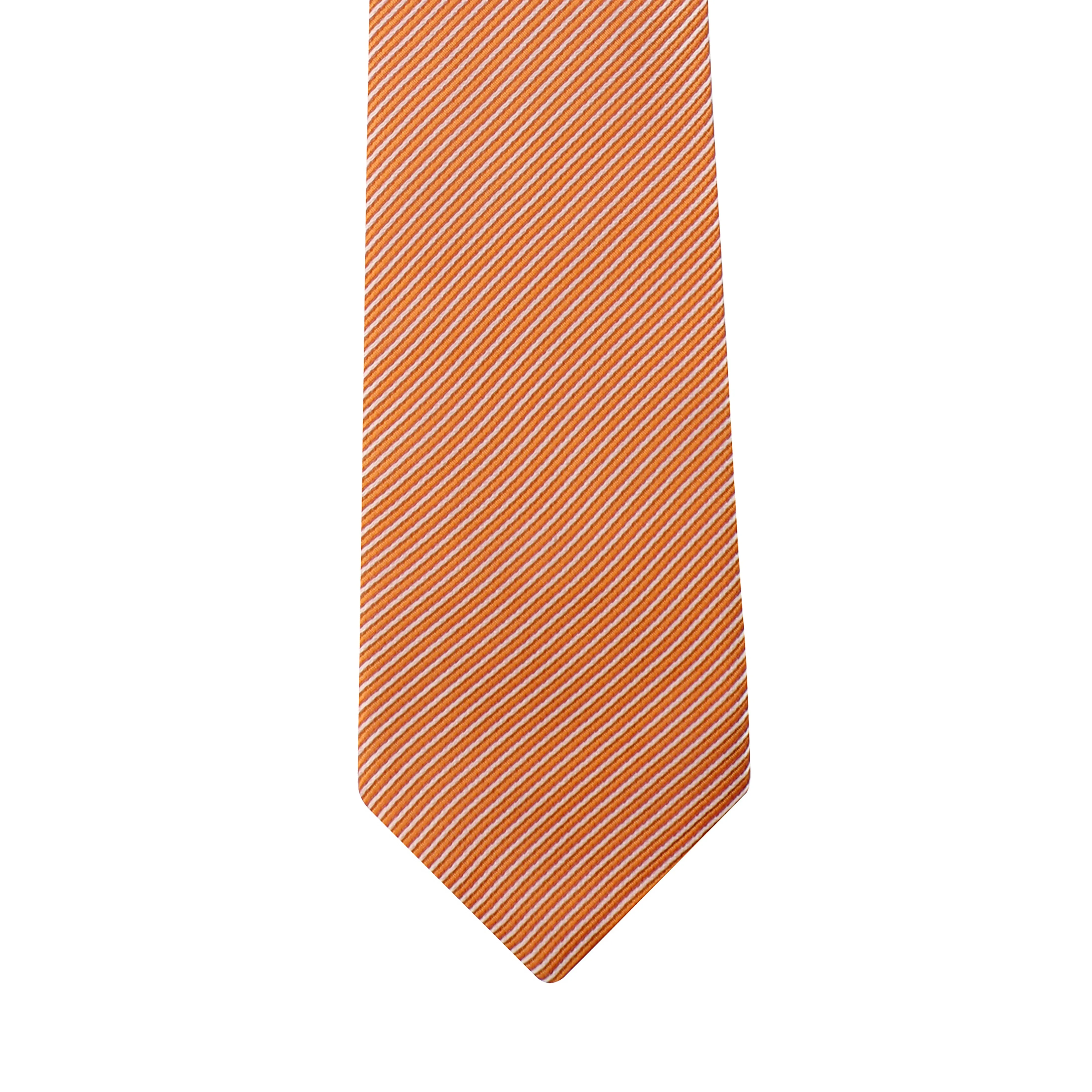 Kovove Orange Striped Neck Tie For Men