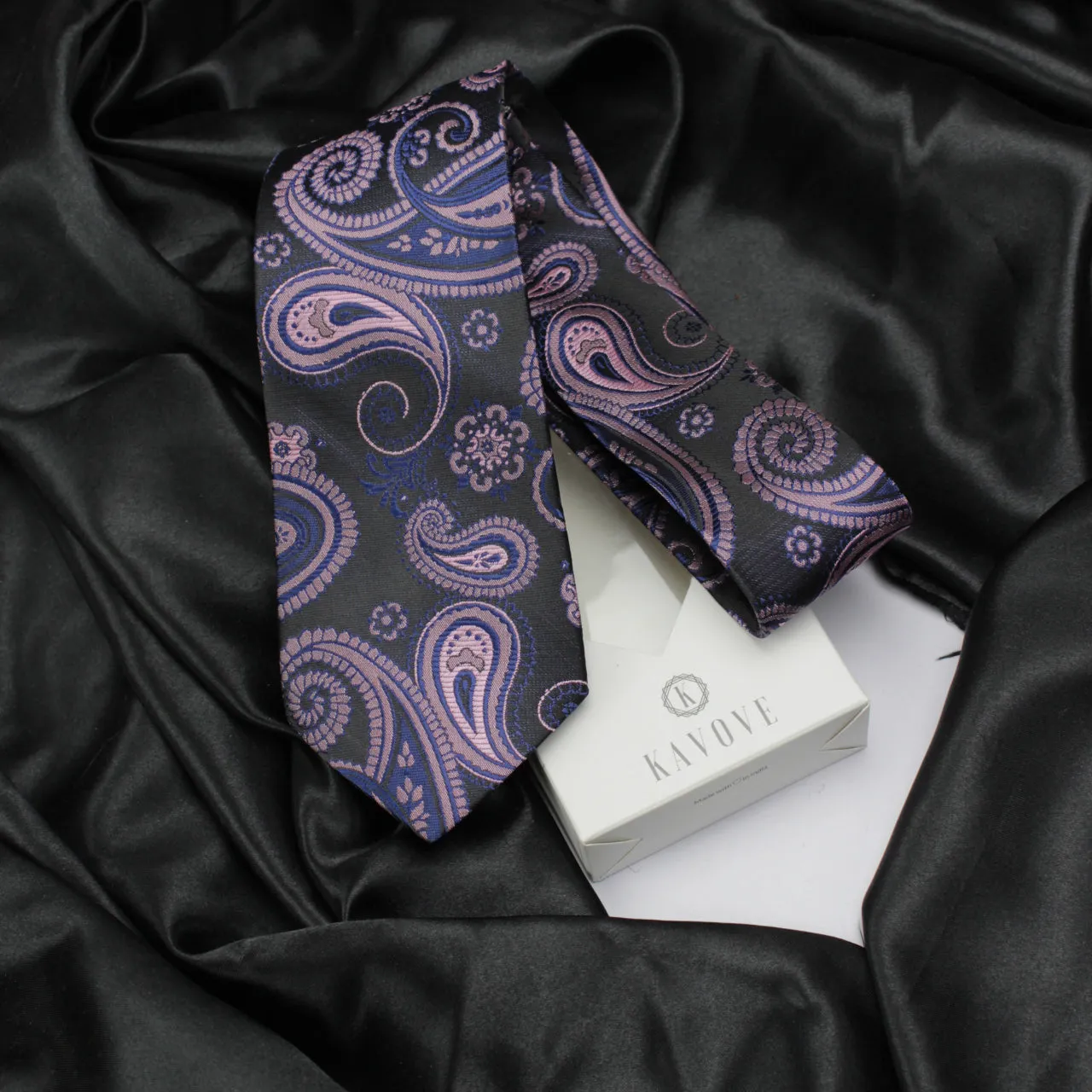 Kovove The Black Treat Paisley Neck Tie For Men