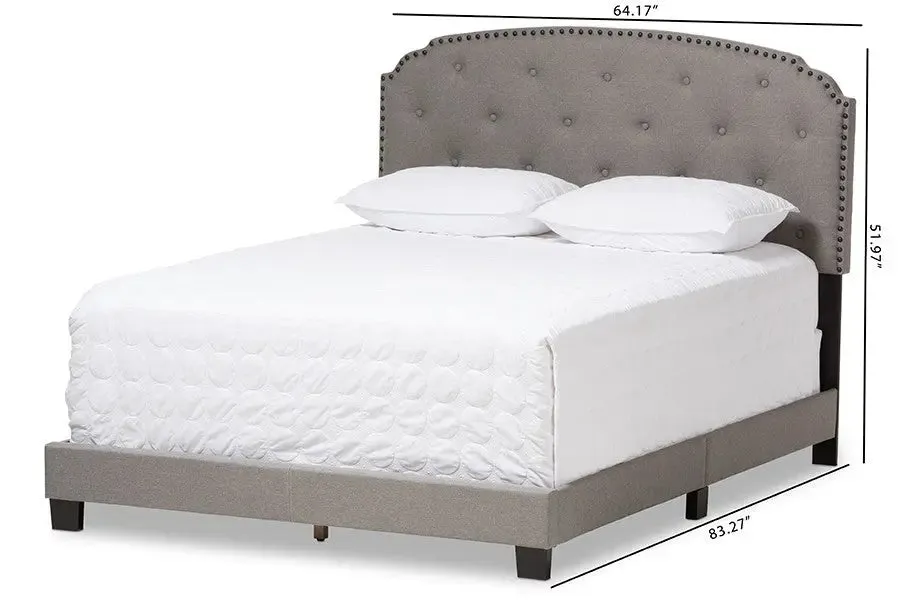 Lexi Light Grey Fabric Upholstered Box Spring Bed (Queen)