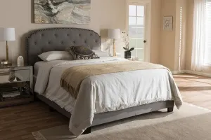 Lexi Light Grey Fabric Upholstered Box Spring Bed (Queen)