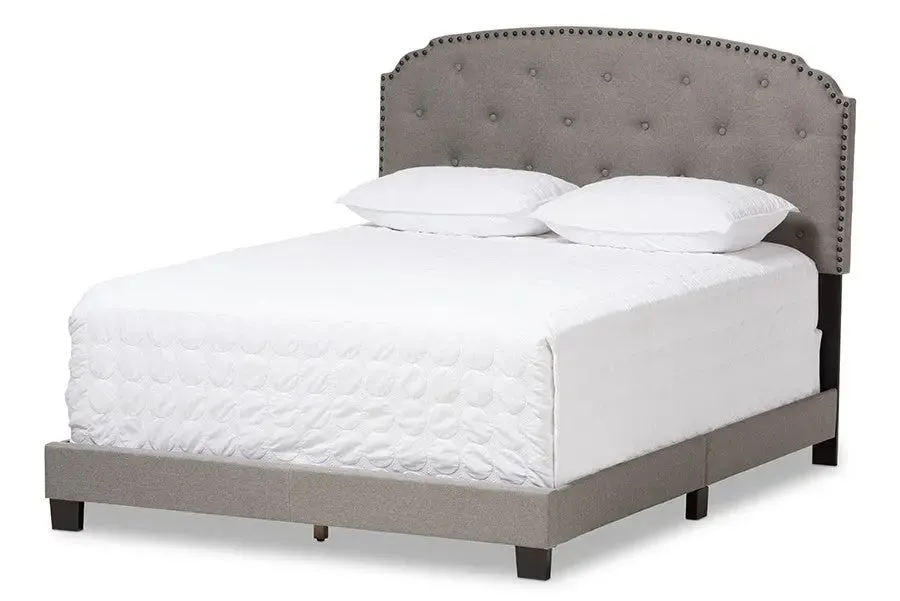 Lexi Light Grey Fabric Upholstered Box Spring Bed (Queen)