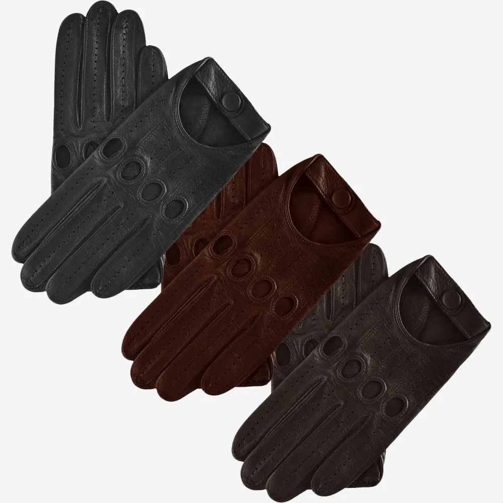 Mario (dark brown) - Italian lambskin leather driving gloves