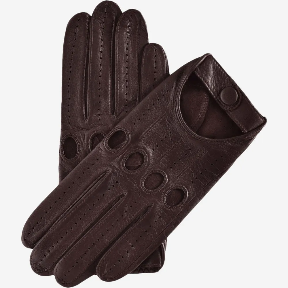 Mario (dark brown) - Italian lambskin leather driving gloves