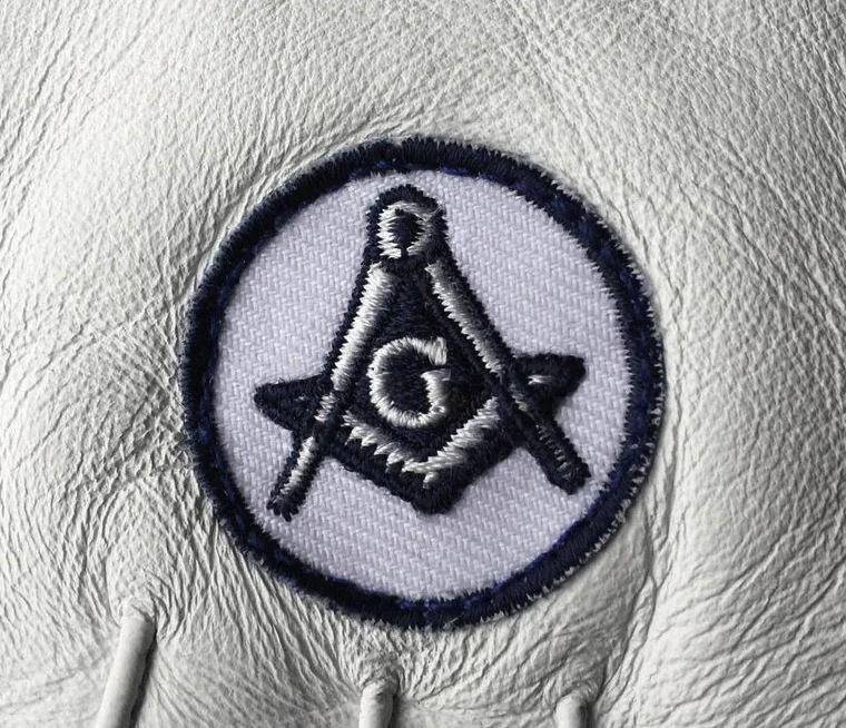 Master Mason Blue Lodge Gloves - White Leather with Square & Compass G