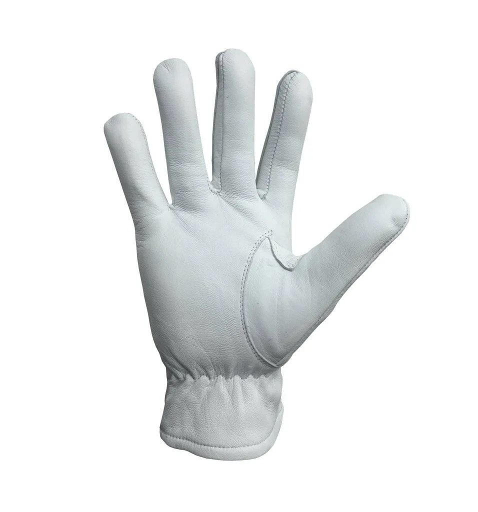 Master Mason Blue Lodge Gloves - White Leather with Square & Compass G