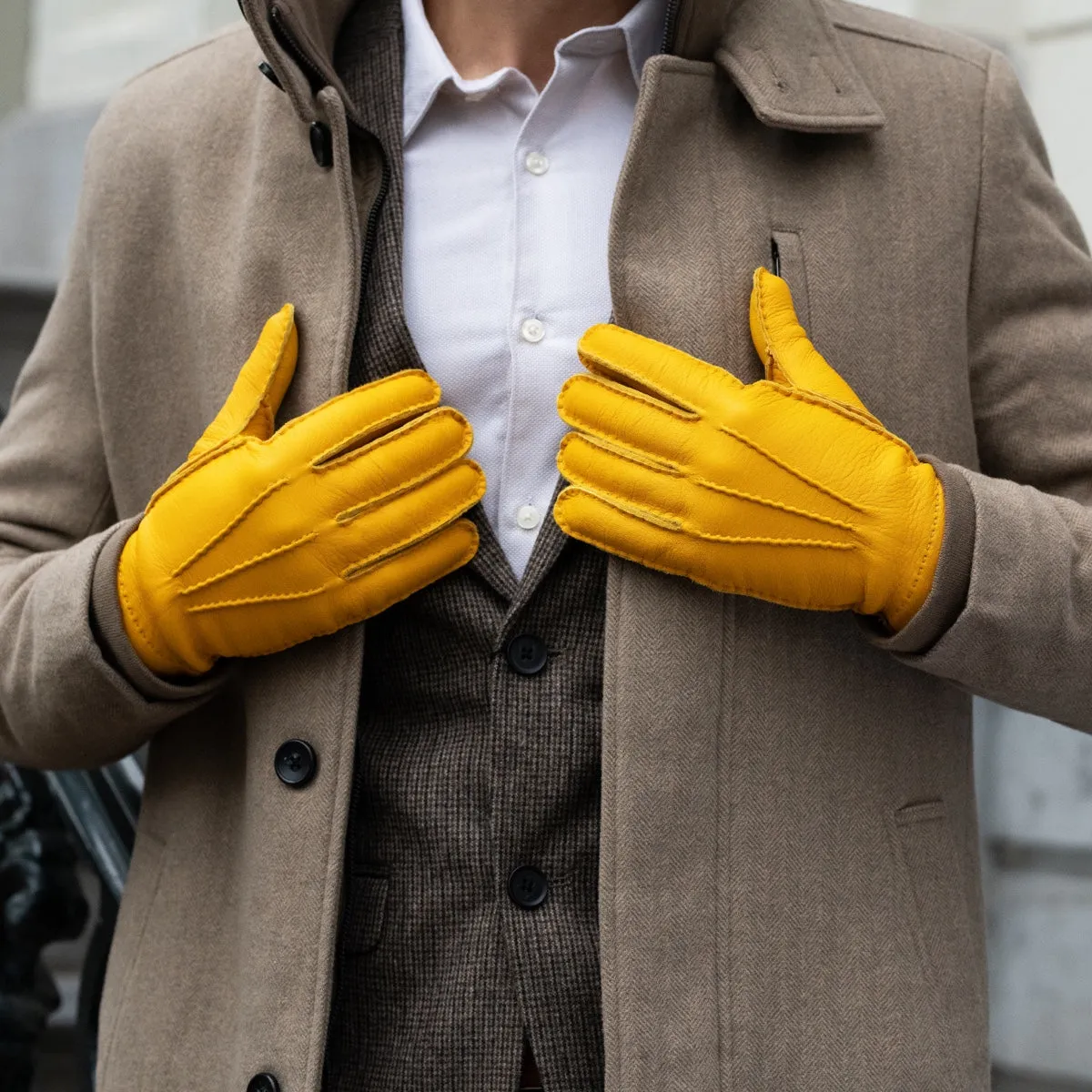 Matteo - Italian gloves made of American deerskin leather with cashmere lining